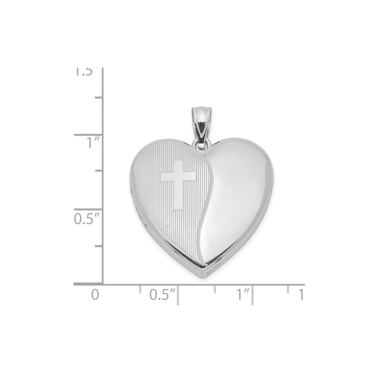 Sterling Silver Heart Locket Pendant with Polished Cross and Textured Design