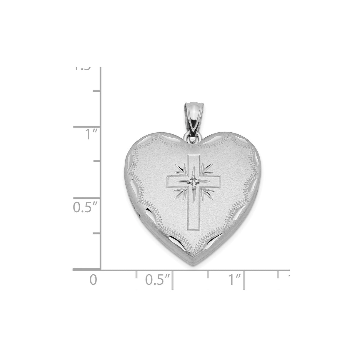 Sterling Silver Cross Pendant with Diamond Accent, Satin Finish and Textured Detail