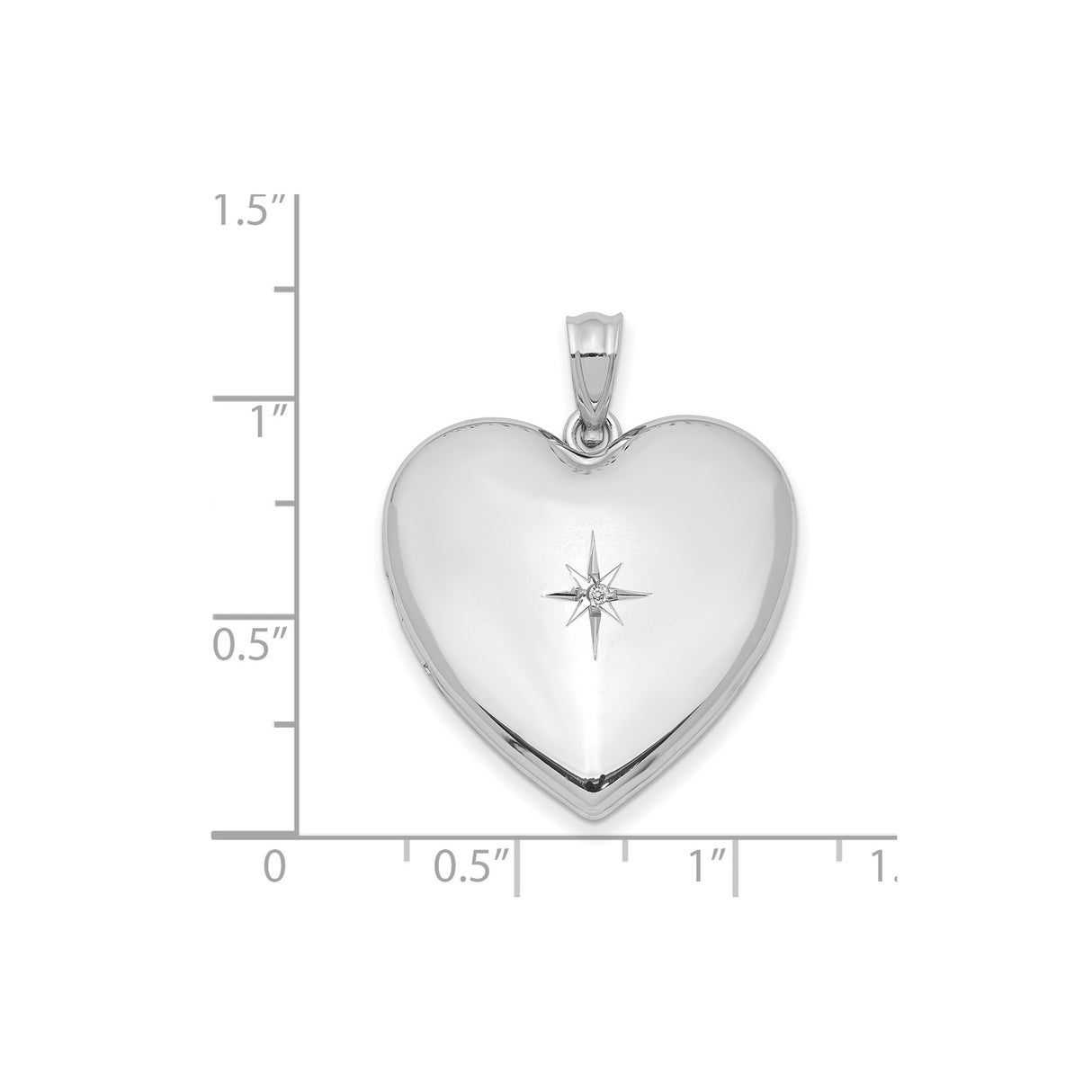Sterling Silver Heart Pendant with Diamond Accent, North Star Engraving, Celestial Jewelry for Women