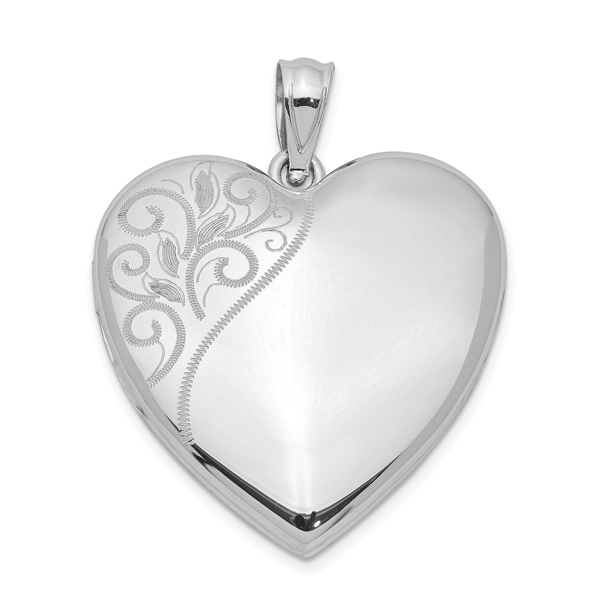 Sterling Silver Heart Locket Pendant with Floral Engraving, Romantic Memory Jewelry for Women