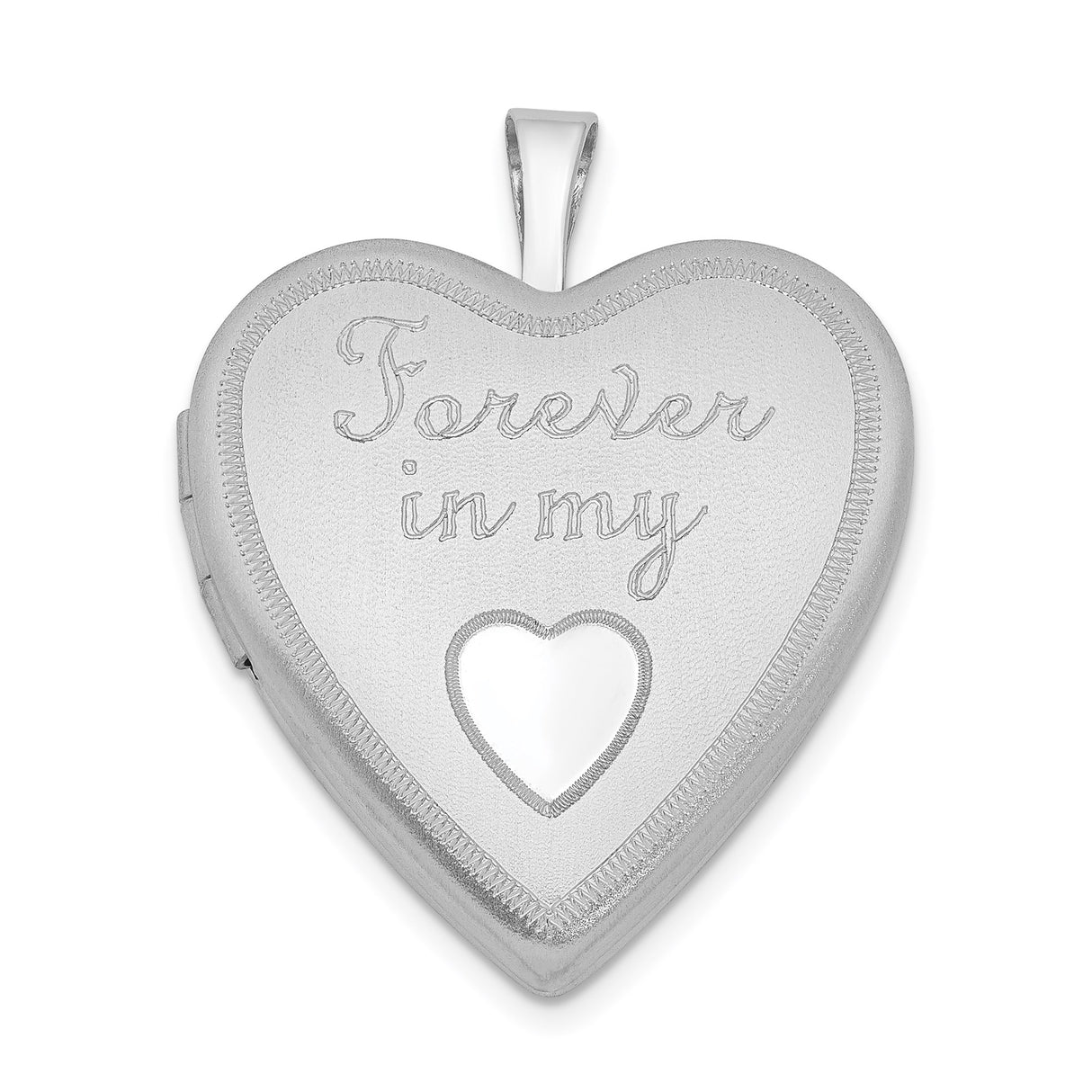 Sterling Silver Heart Locket Pendant with Forever in My Engraving, Memorial Keepsake Jewelry