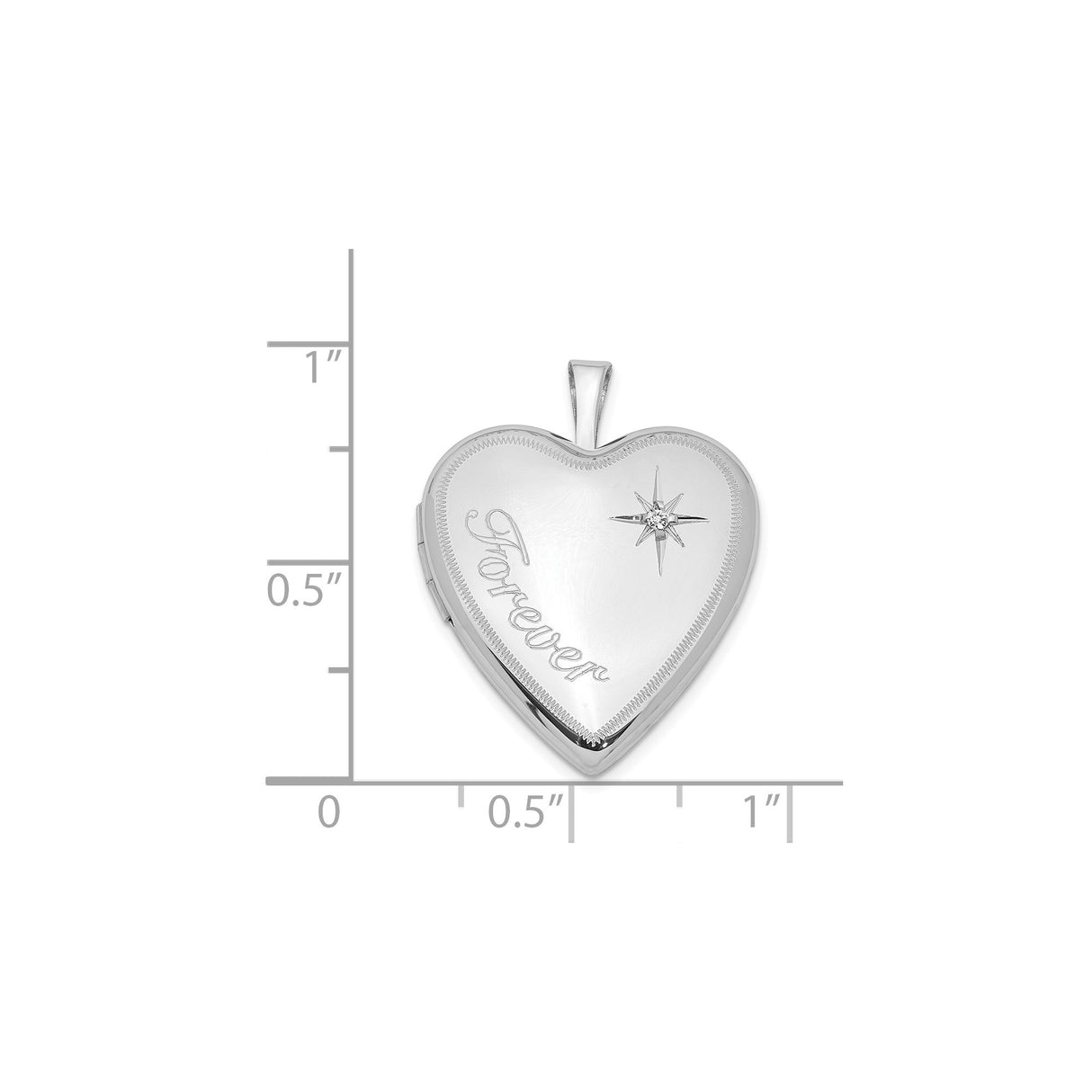 Sterling Silver Heart Locket Pendant with Diamond and Starburst Design for Women