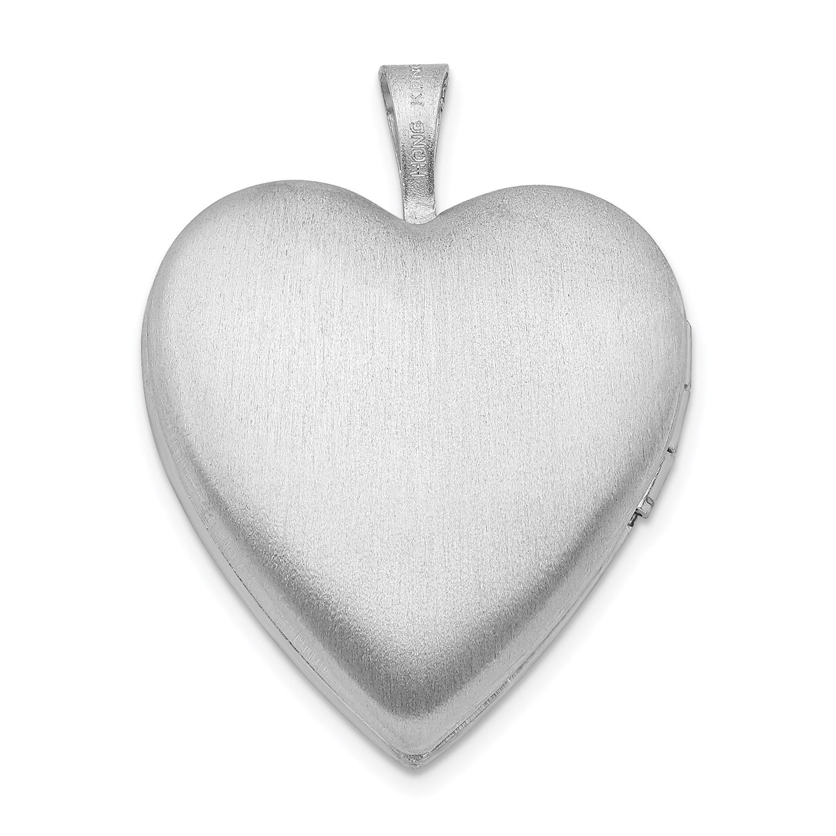 Sterling Silver Heart Locket Pendant with Diamond Accent, Starburst Design, Brushed and Polished Finish