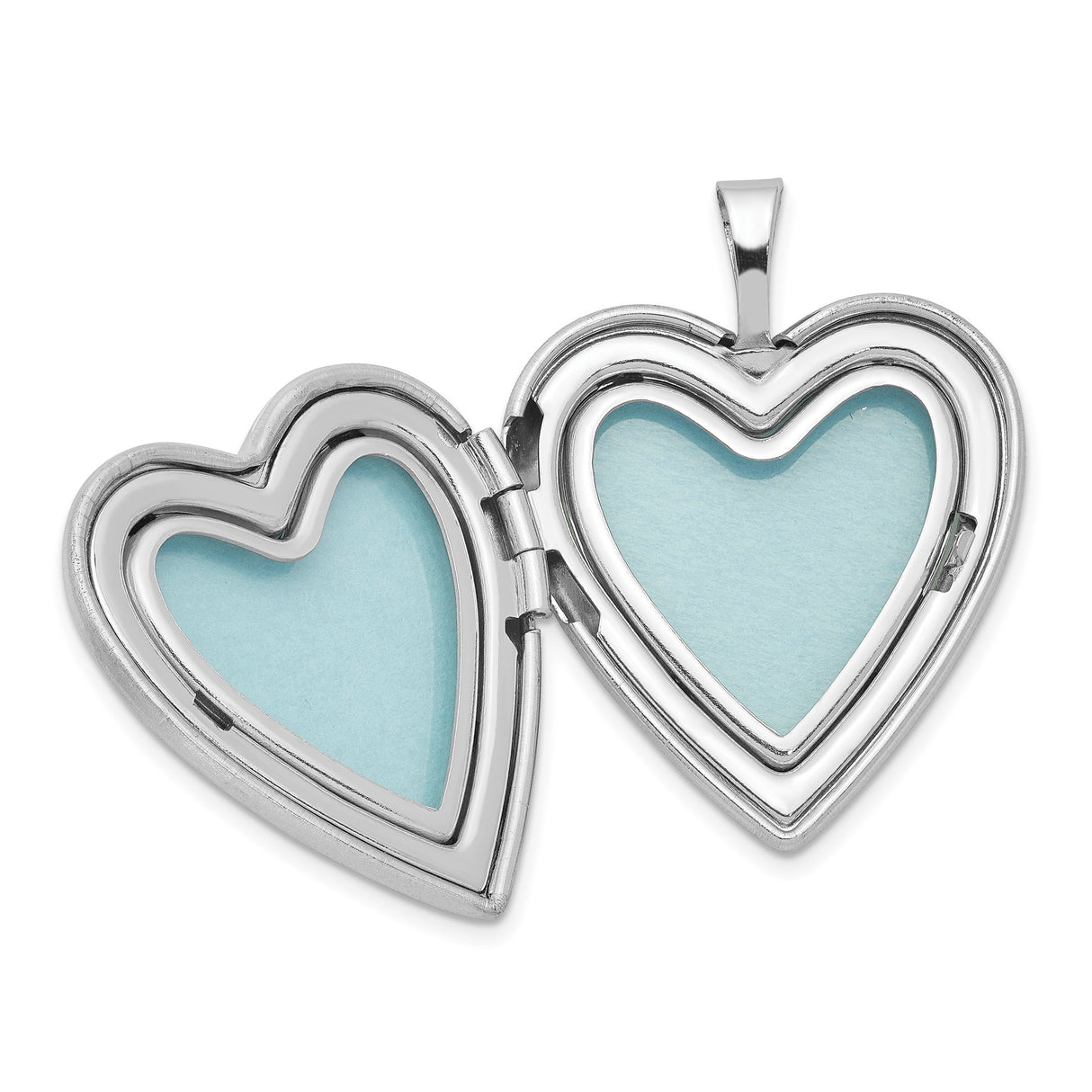 Sterling Silver Heart Locket Pendant with Diamond Accent, Starburst Design, Brushed and Polished Finish