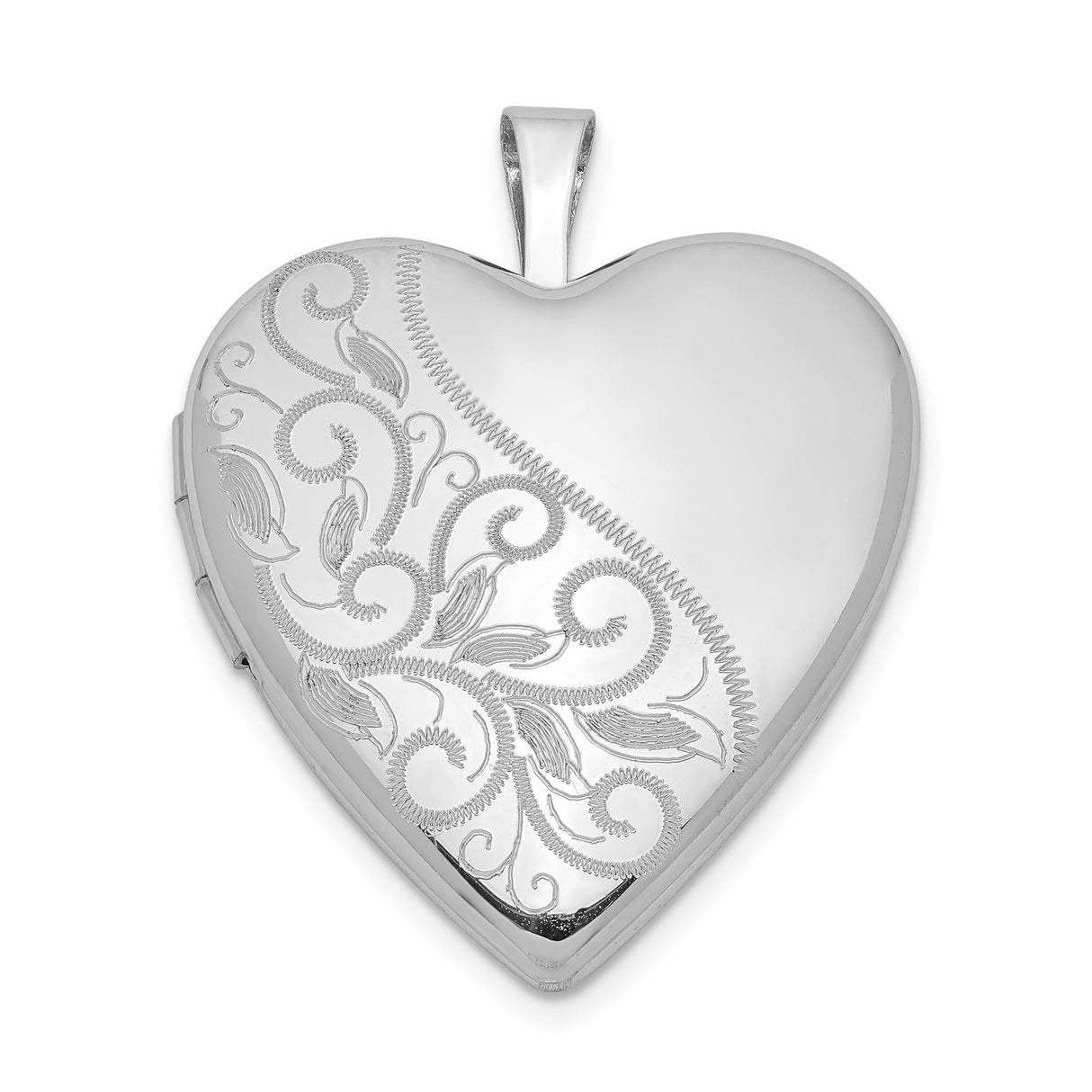 Sterling Silver Heart Locket Pendant with Floral Engraving, Romantic Keepsake Jewelry for Women