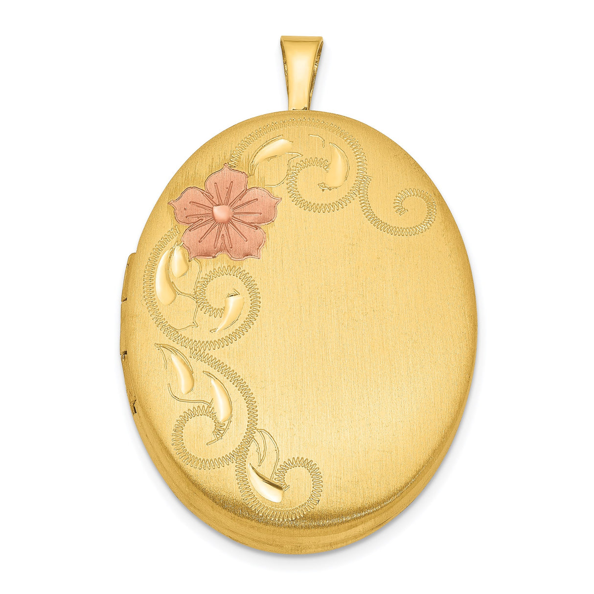Sterling Silver Oval Locket Pendant with Gold-Tone Finish and Rose Floral Design