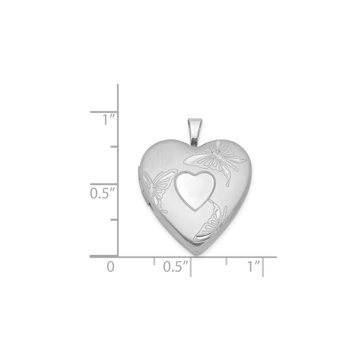 Sterling Silver Heart Locket Pendant with Butterfly and Polished Heart Design for Women