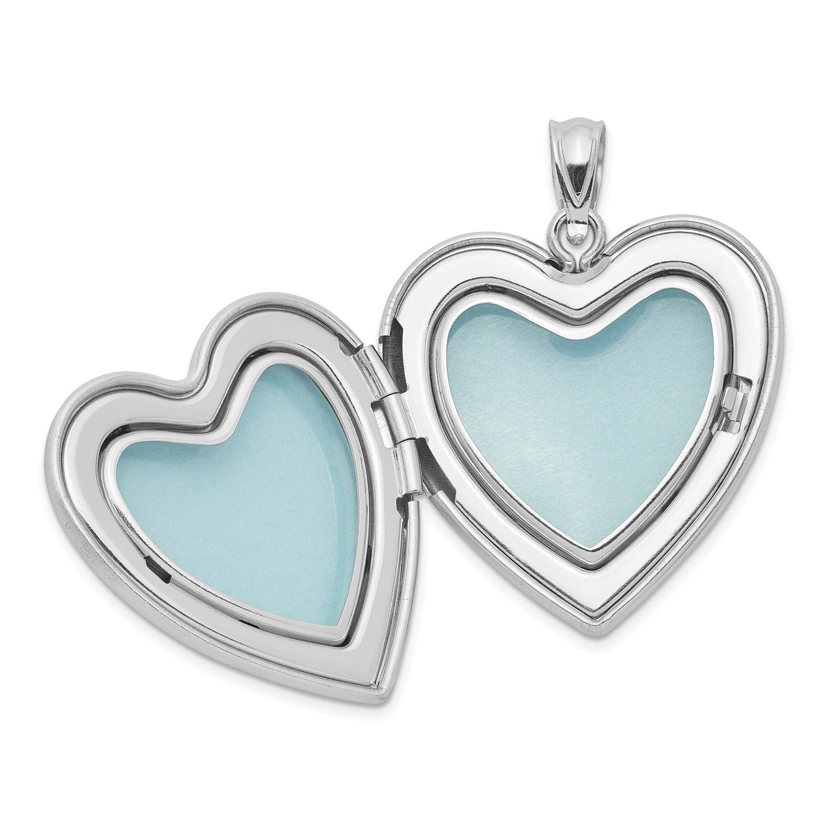 Sterling Silver Heart Locket Pendant with Matte Finish and Polished Center for Women