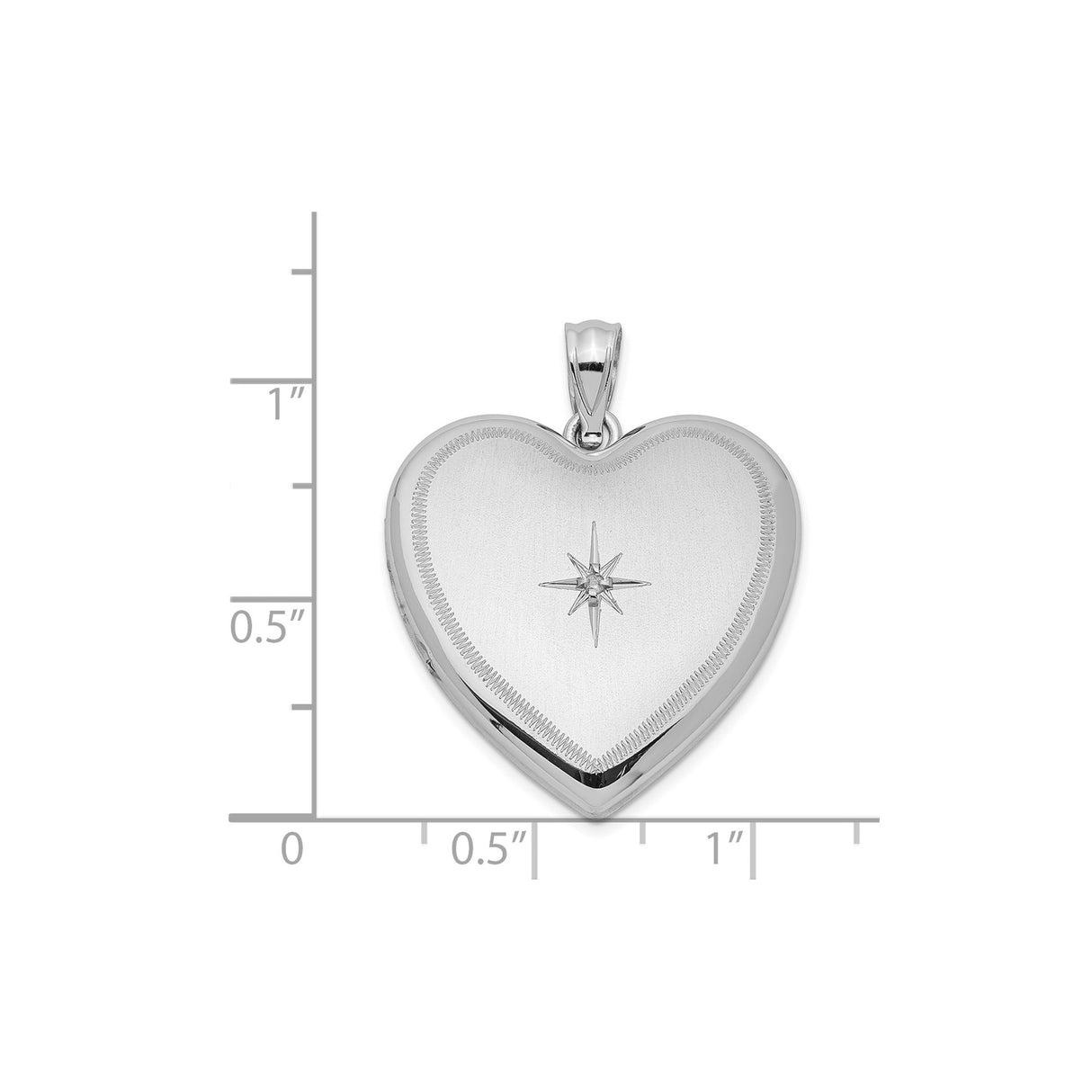 Sterling Silver Heart Locket Pendant with Diamond and Starburst Design for Women
