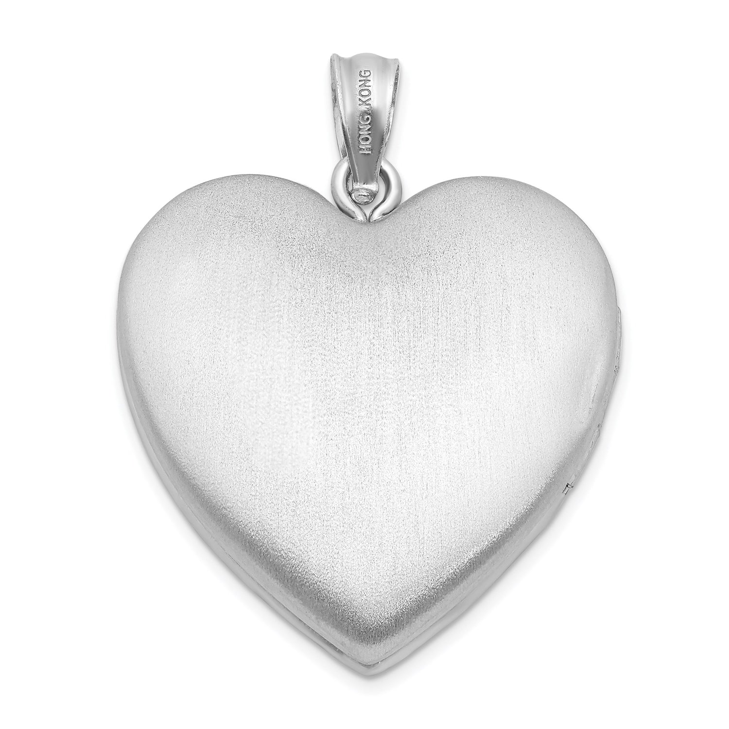 Sterling Silver Heart-Shaped Locket Pendant with Enamel Rose and Floral Scrollwork