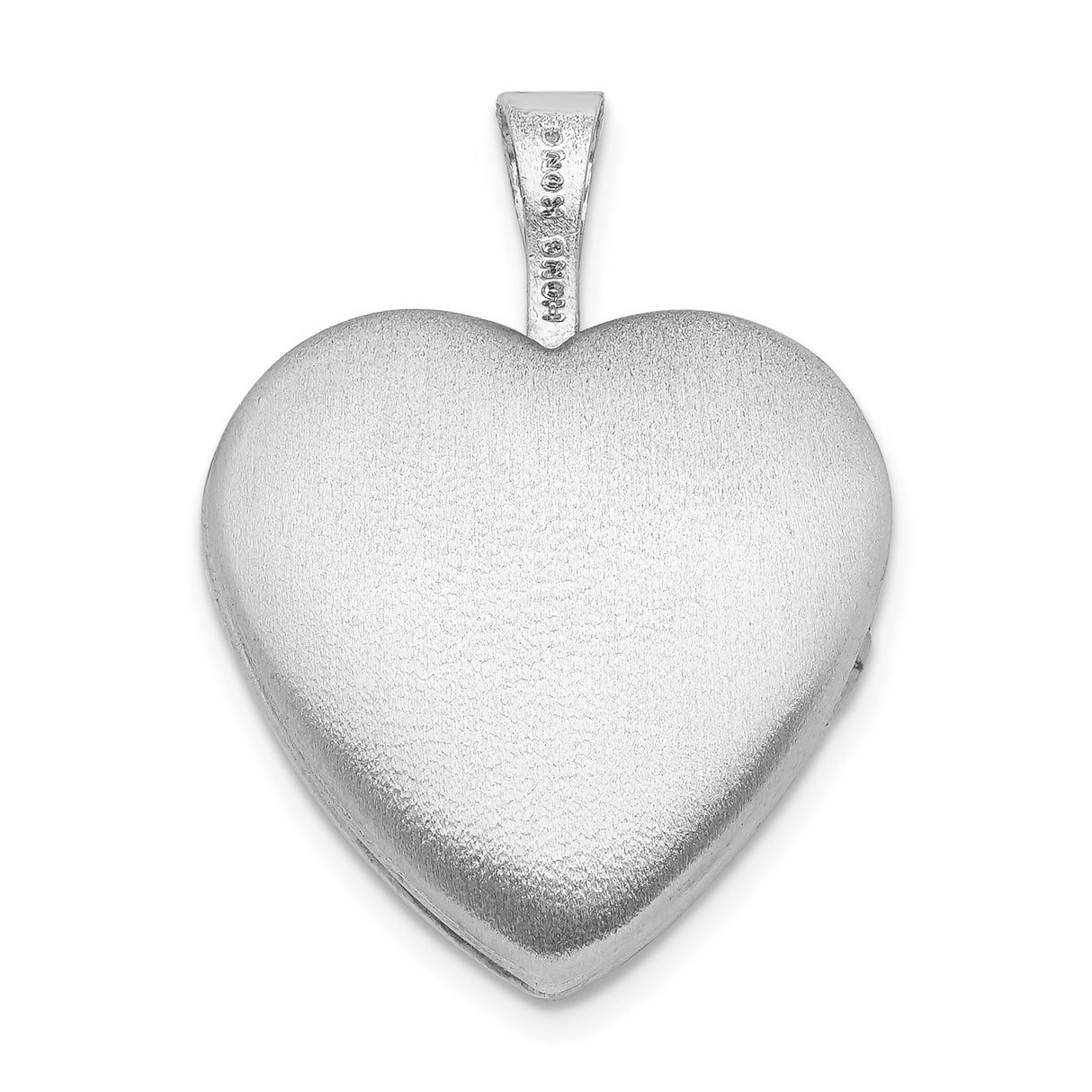 Sterling Silver Heart Locket Pendant with Pink Rose and Love Inscription