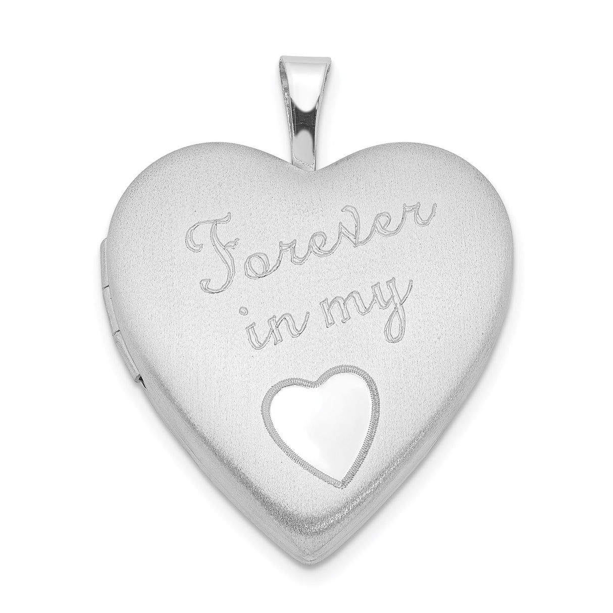 Sterling Silver Heart Locket Pendant with Forever in My Heart Engraving for Women