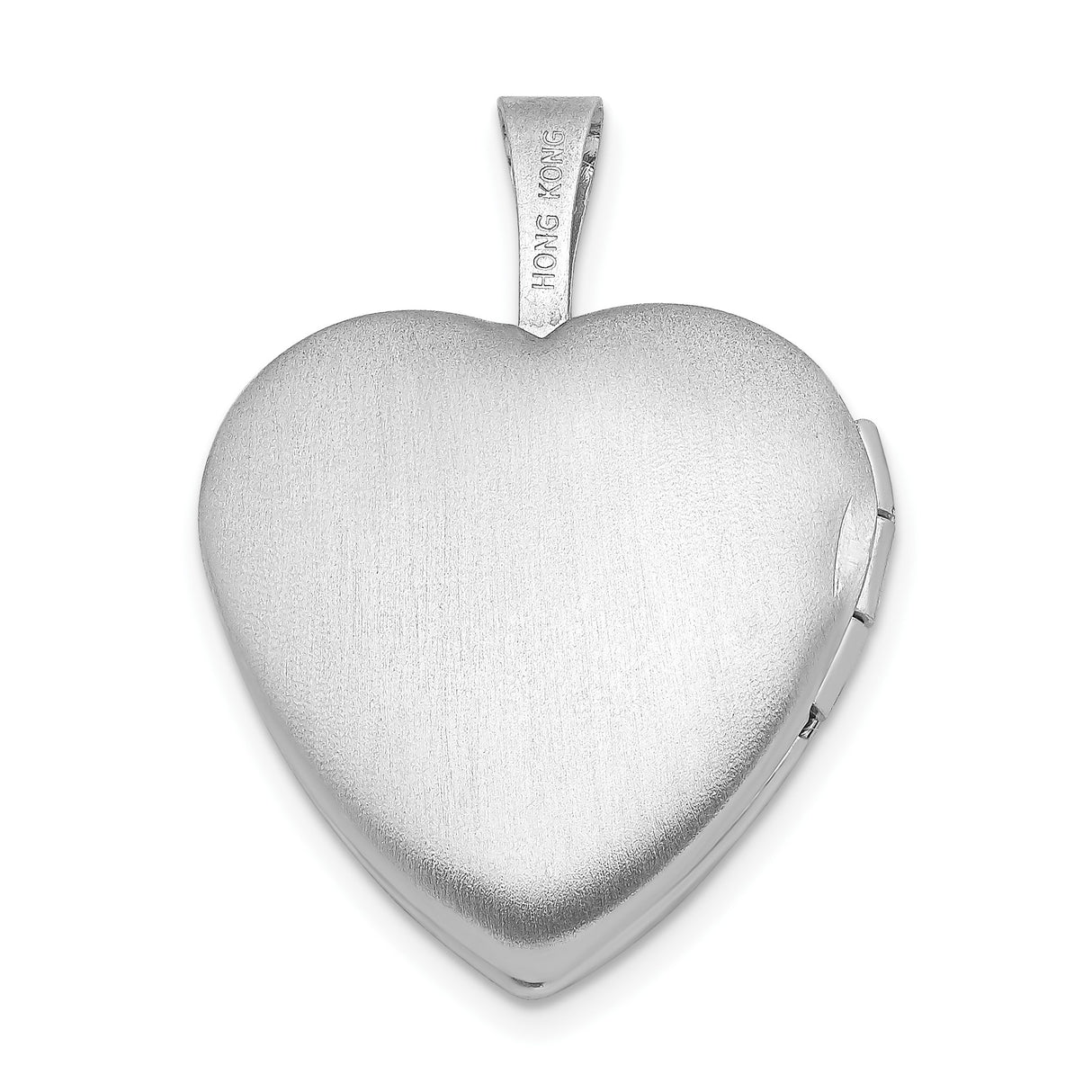 Sterling Silver Heart Locket Pendant with Diamond, Starburst Engraving, Scalloped Edge