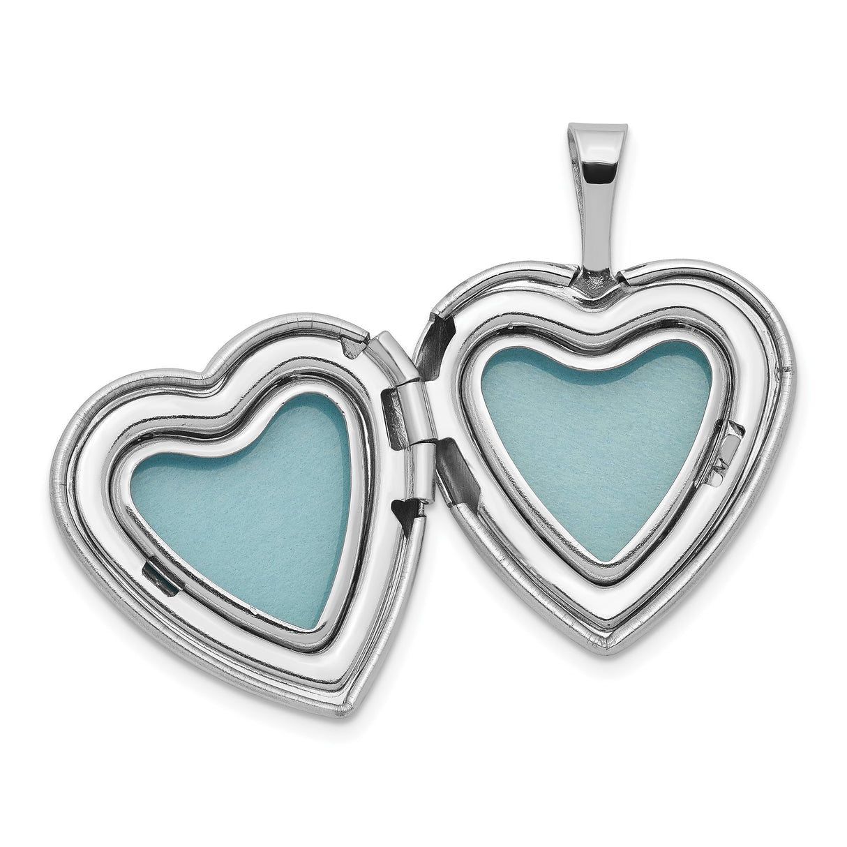 Sterling Silver Heart Locket Pendant with Diamond, Starburst Engraving, Scalloped Edge