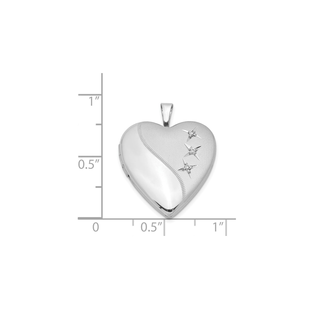 Sterling Silver Heart Locket Pendant with Diamond Accents and Star Motif