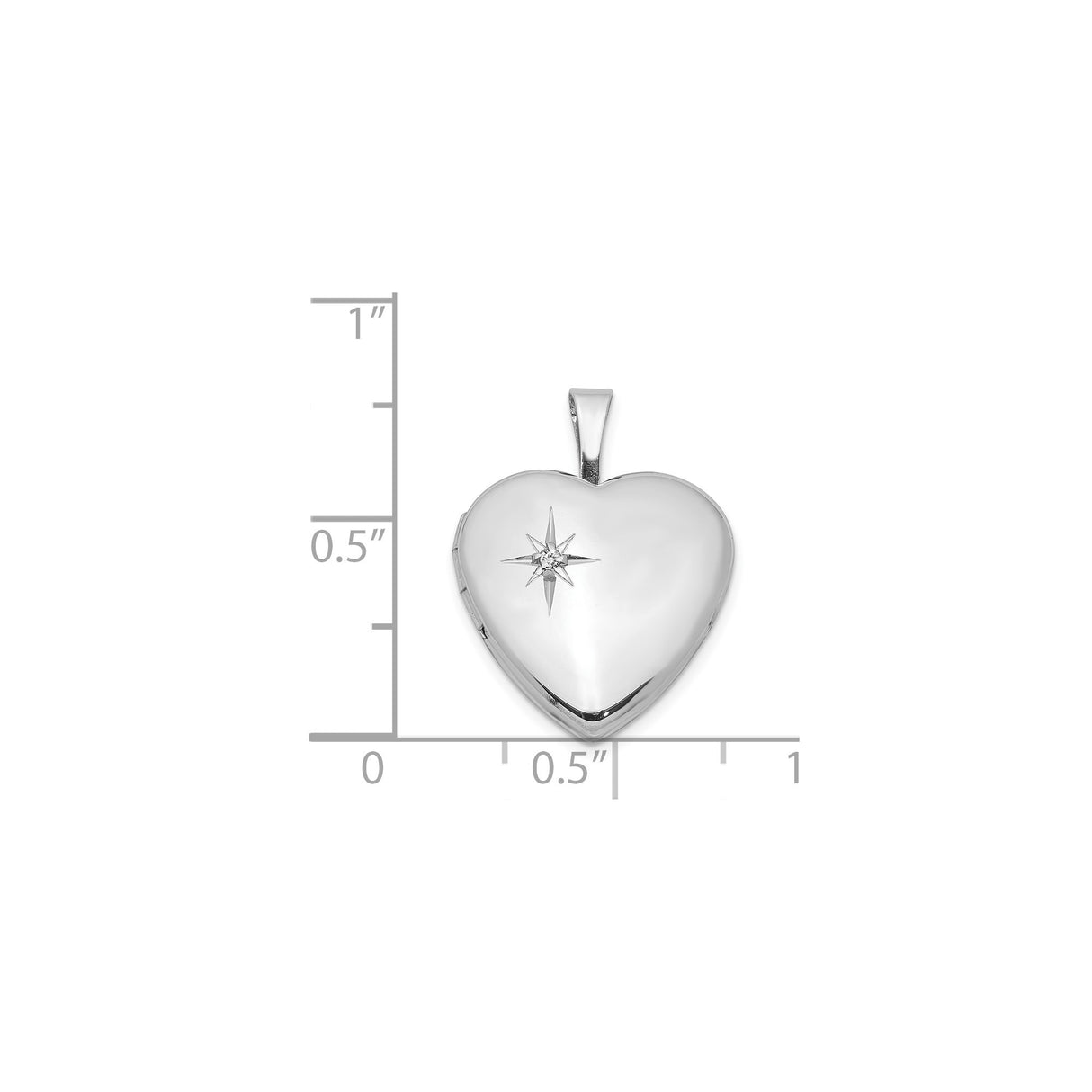 Sterling Silver Heart Locket Pendant with Diamond and North Star Design for Women