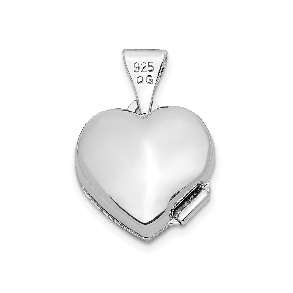 Sterling Silver Heart Locket Pendant with Diamond, Swirl Engraving and Starburst Design