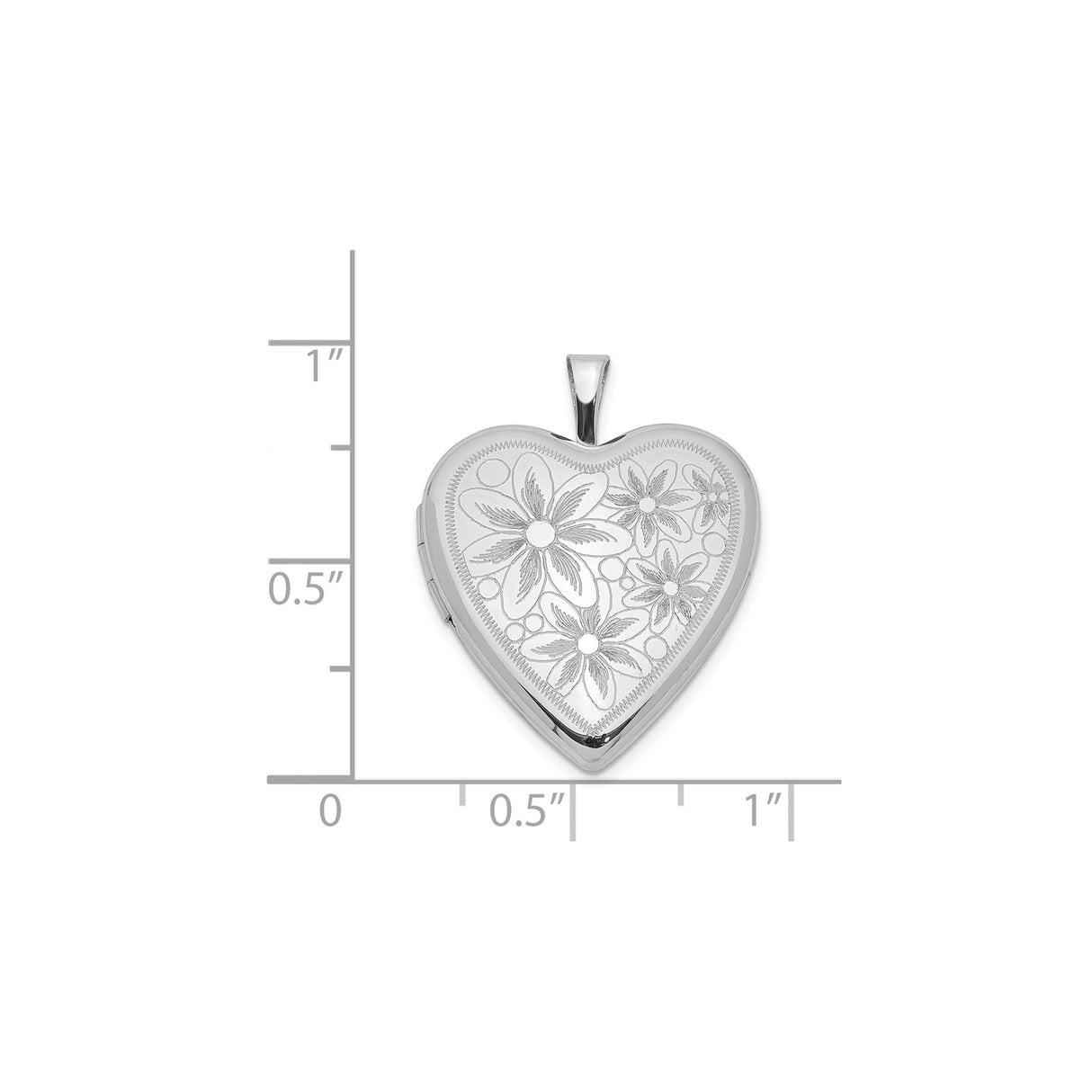 Sterling Silver Heart Locket Pendant with Floral Engraving, Romantic Keepsake Jewelry