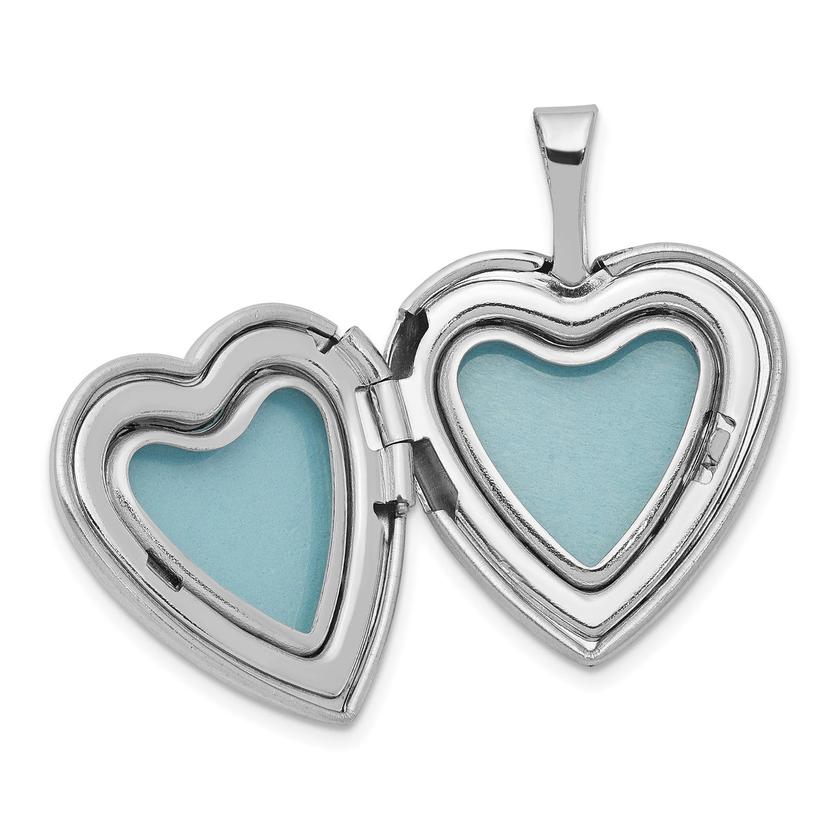 Sterling Silver Heart Photo Locket Pendant with Diamond and Starburst Engraving
