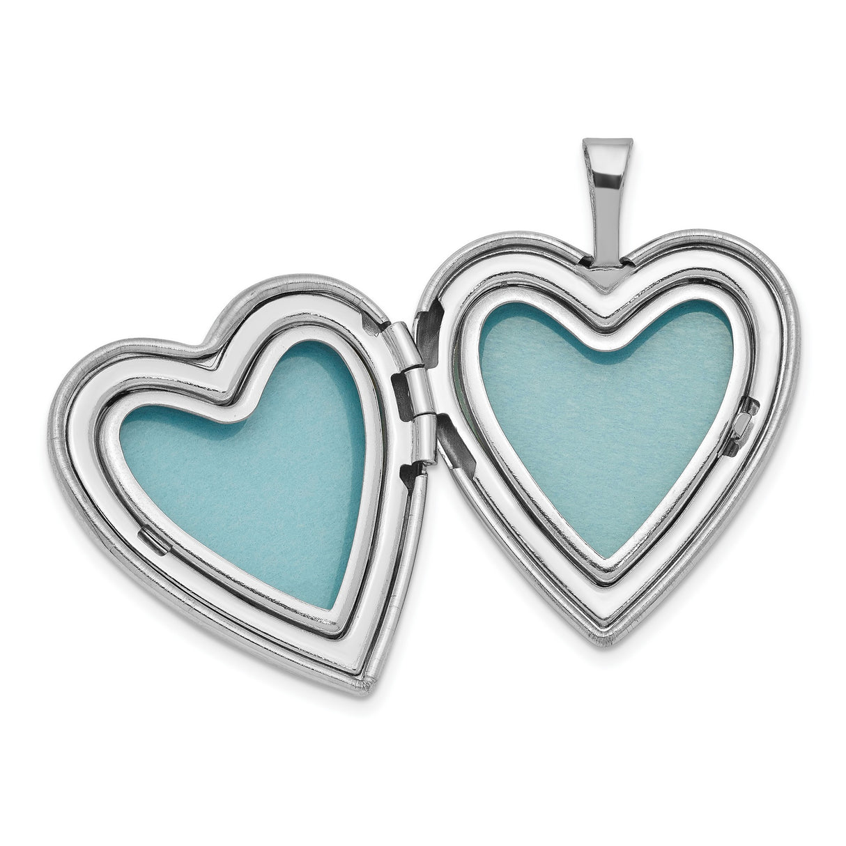 Polished and Satin Heart Locket and Se Charm Pendant in Real 925 Sterling Silver