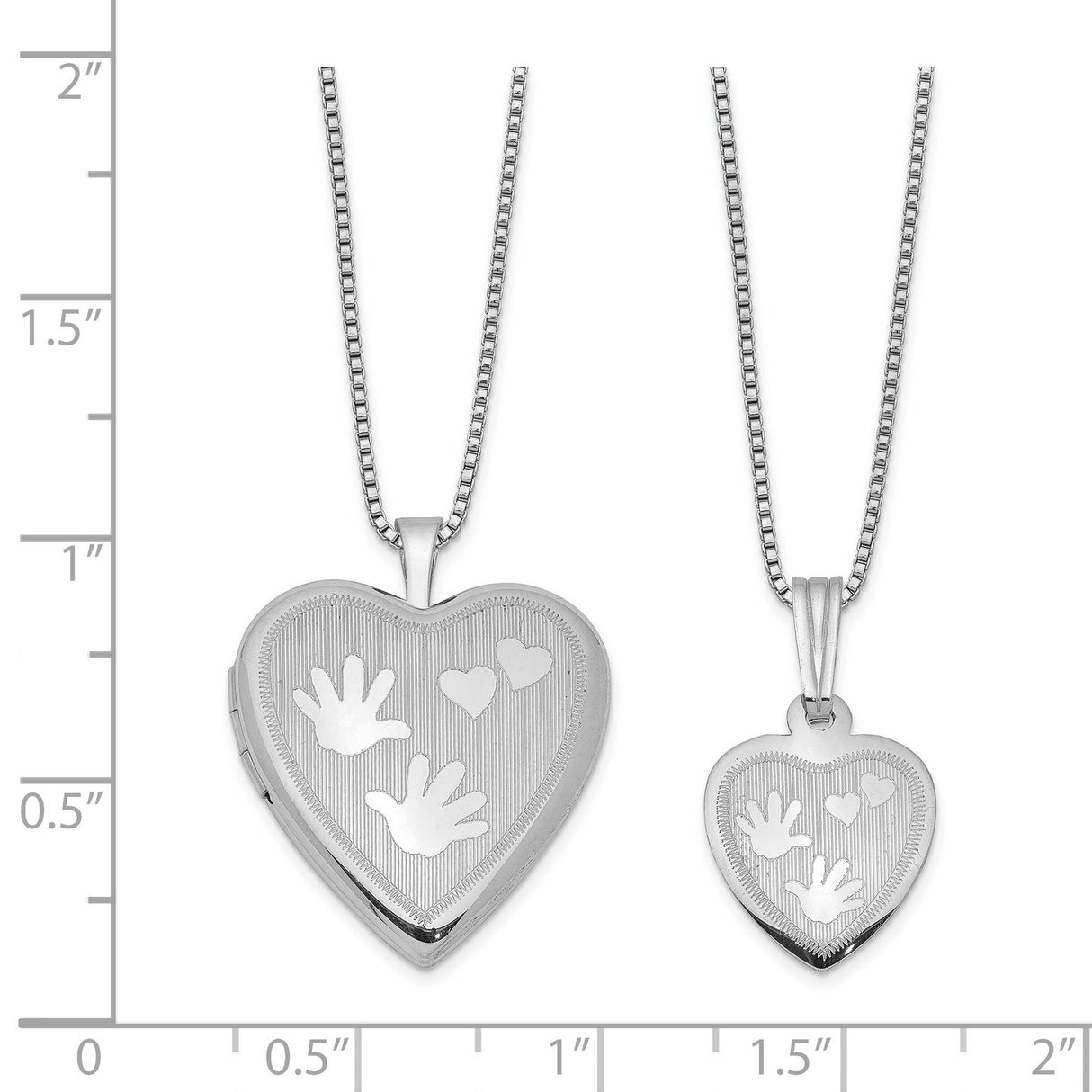 Polished Satin Hand and Hearts Locket and Pend Charm Pendant in Real 925 Sterling Silver