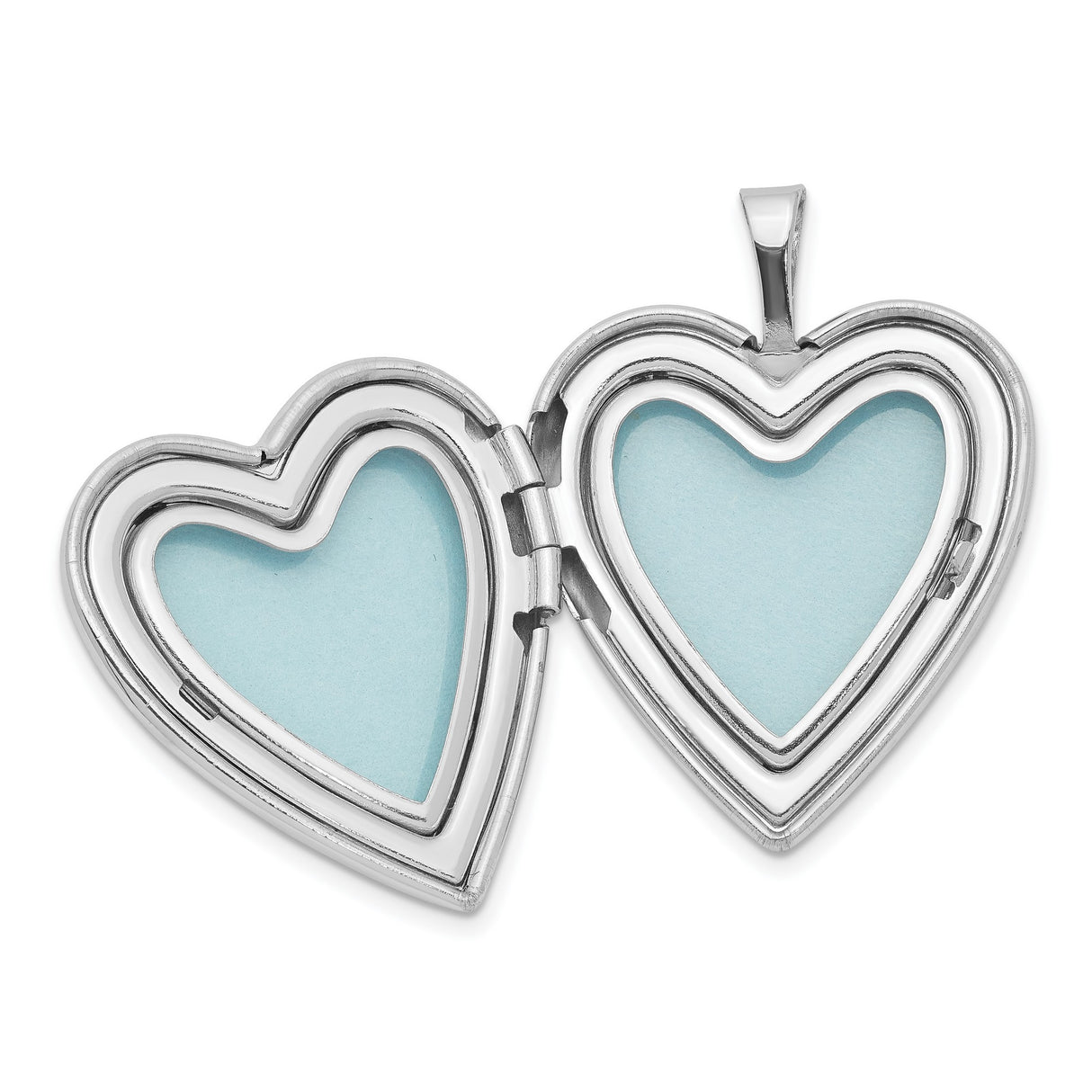 Diamond Polished Heart Locket and Set Charm Pendant in Real 925 Sterling Silver