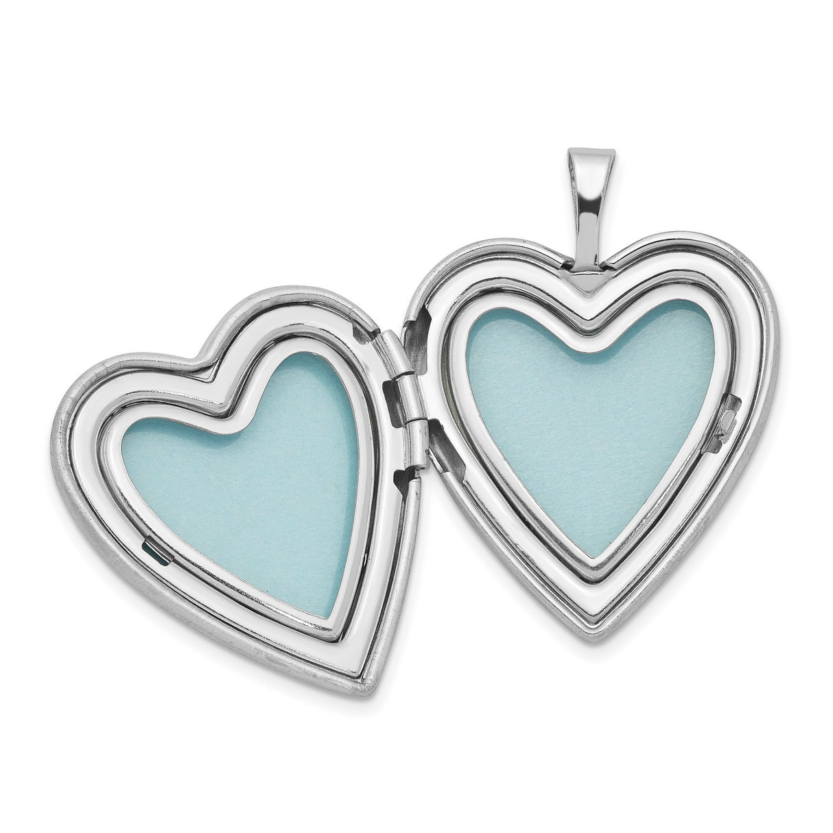 Diamond Polished Satin Heart Locket and Pendant Charm Pendant in Real 925 Sterling Silver