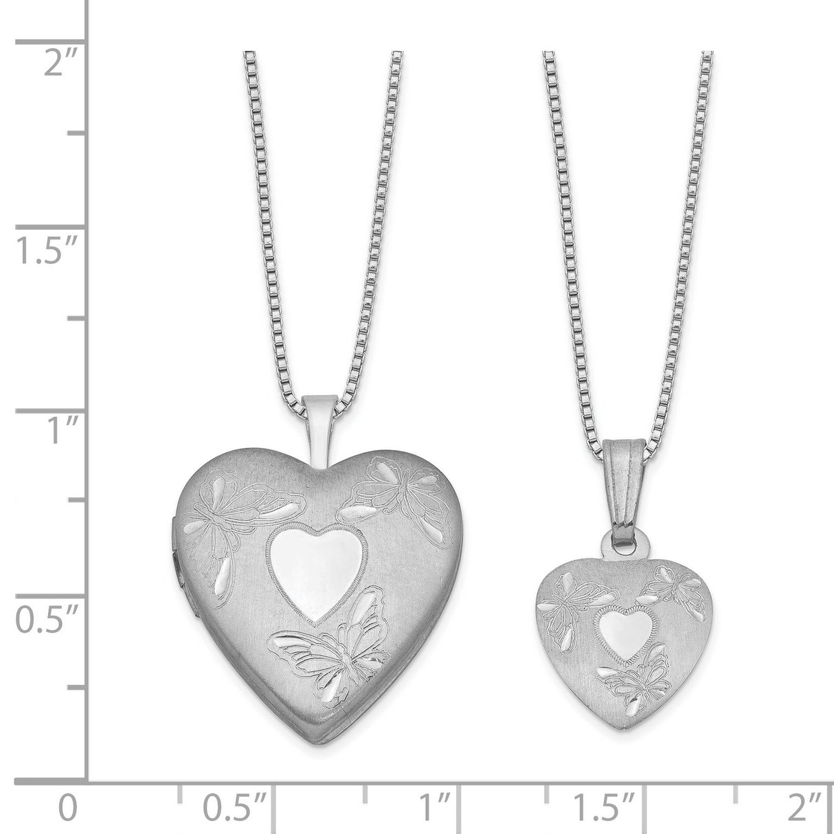 Polished Satin Butterfly Heart Locket and Pend Charm Pendant in Real 925 Sterling Silver