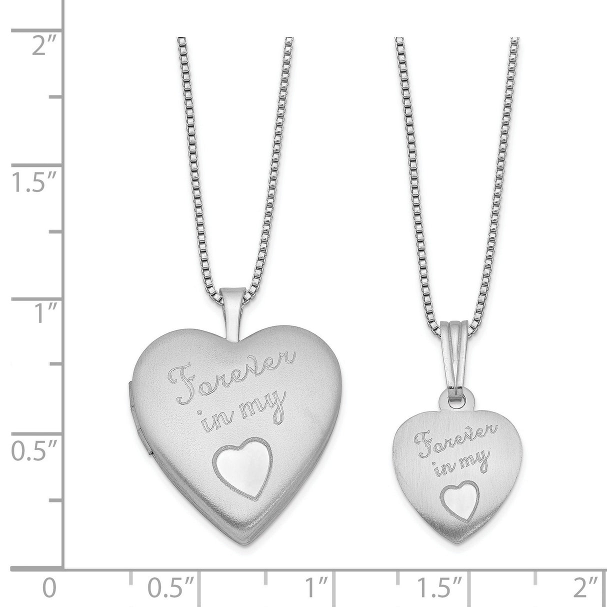 Polished Satin Forever in My Heart Locket & Charm Pendant in Real 925 Sterling Silver