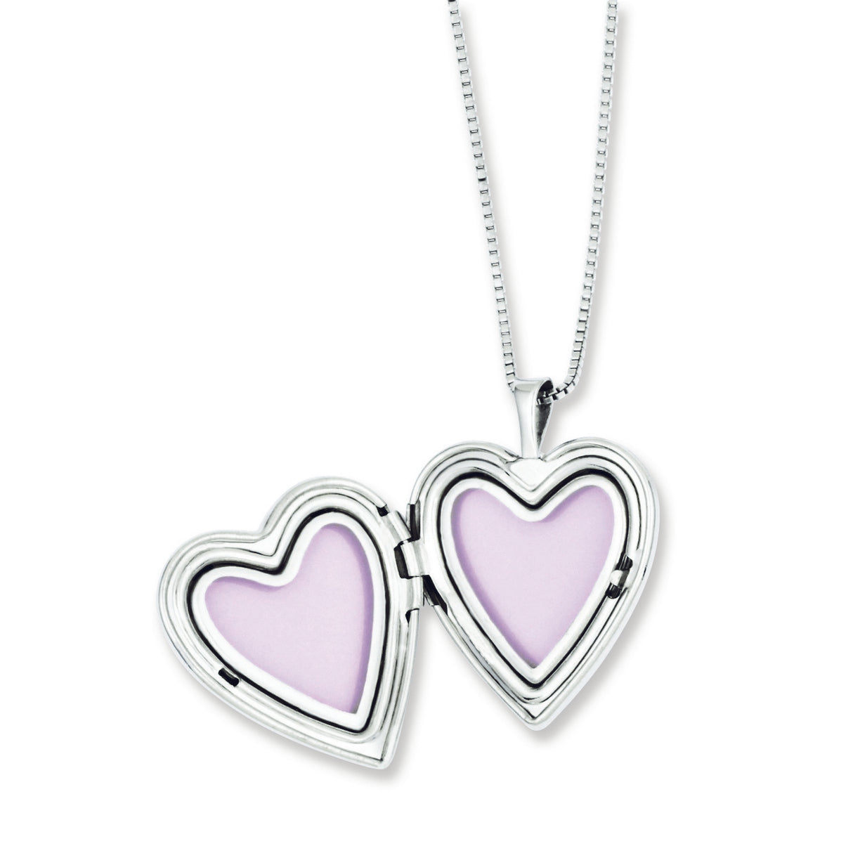 Polished Swirl Design Heart Locket and Charm Pendant in Real 925 Sterling Silver