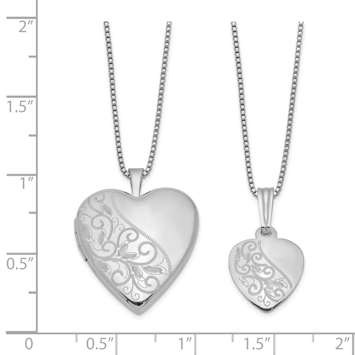 Polished Swirl Design Heart Locket and Charm Pendant in Real 925 Sterling Silver
