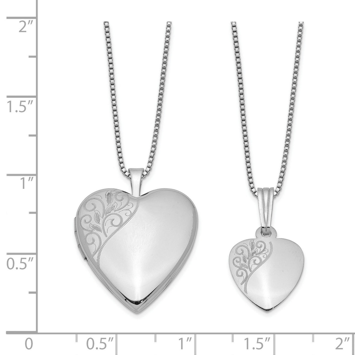 Polished Swirl Design Heart Locket and Charm Pendant in Real 925 Sterling Silver