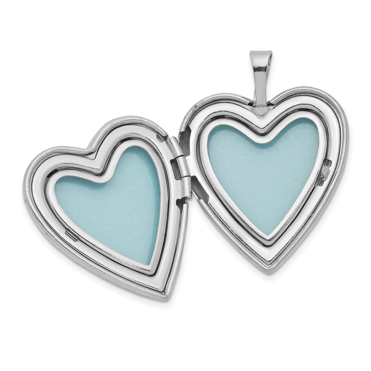 Diamond Polished Heart Locket and Set Charm Pendant in Real 925 Sterling Silver