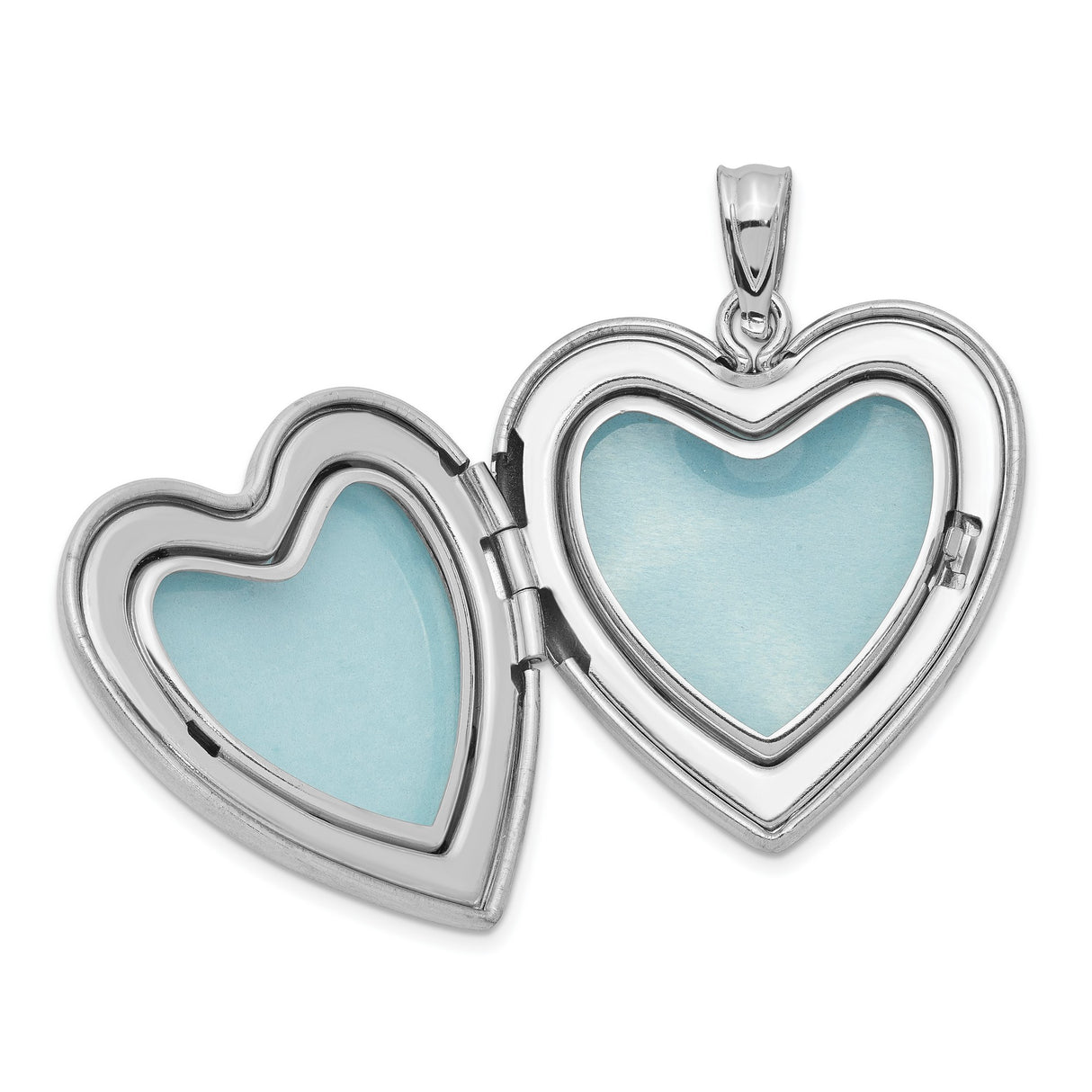 Polished and Satin Heart Locket and Se Charm Pendant in Real 925 Sterling Silver