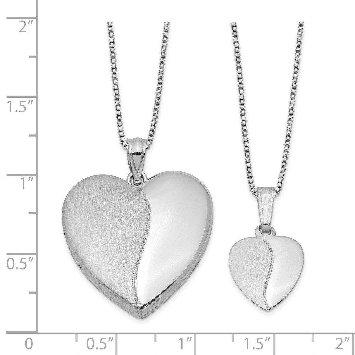 Polished and Satin Heart Locket and Se Charm Pendant in Real 925 Sterling Silver
