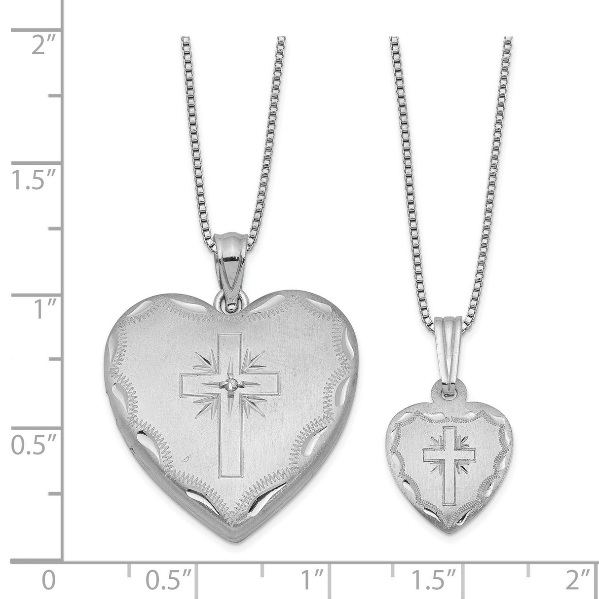 Diamond Cross Heart Locket and Set Charm Pendant in Real 925 Sterling Silver