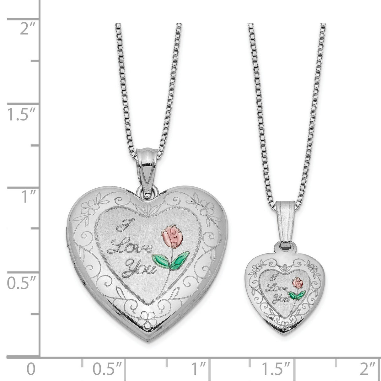 I Love You Heart Locket and Necklace Charm Pendant in Real 925 Sterling Silver