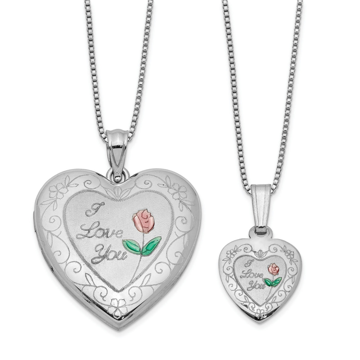 I Love You Heart Locket and Necklace Charm Pendant in Real 925 Sterling Silver