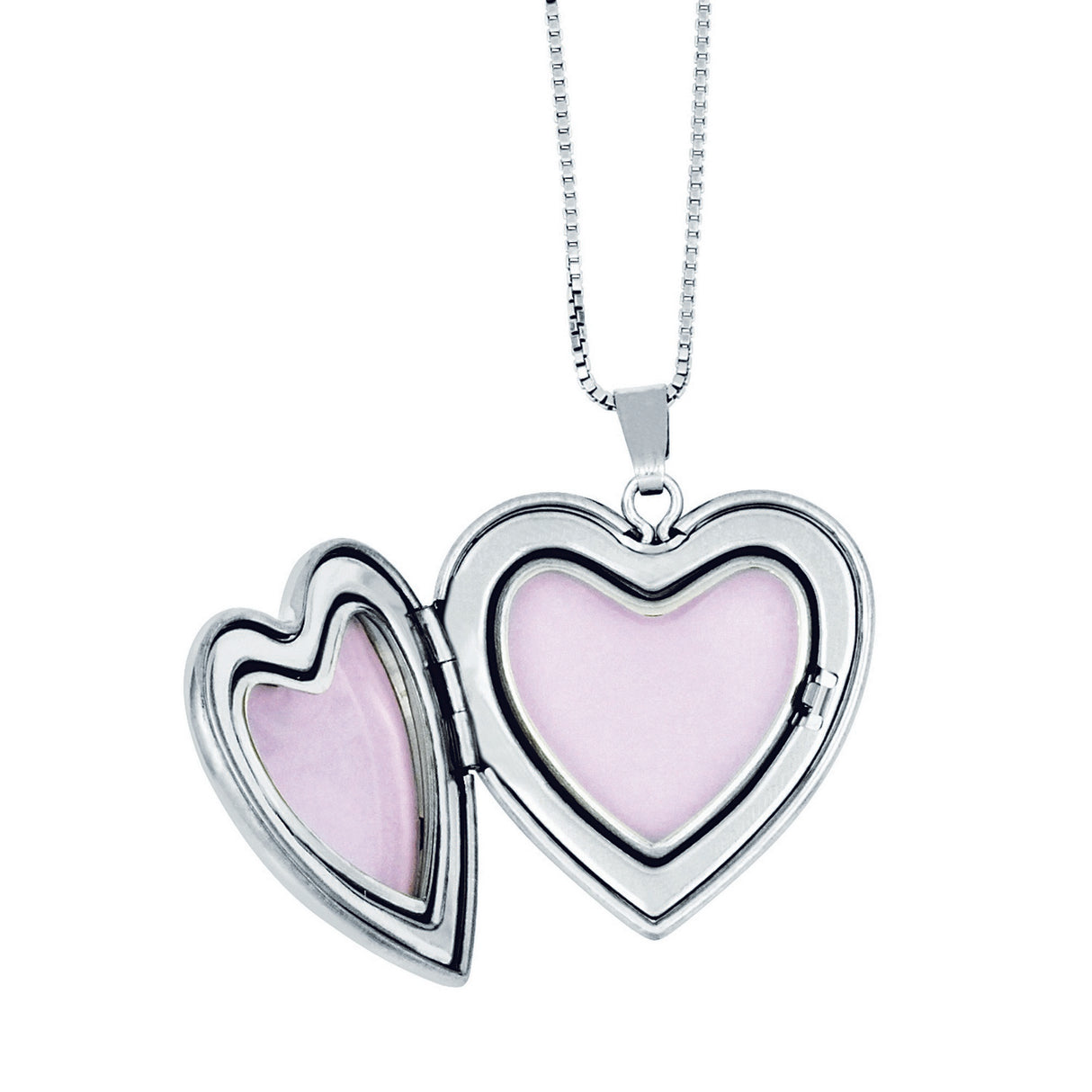 Diamond Polished Satin Heart Locket and Pendant Charm Pendant in Real 925 Sterling Silver