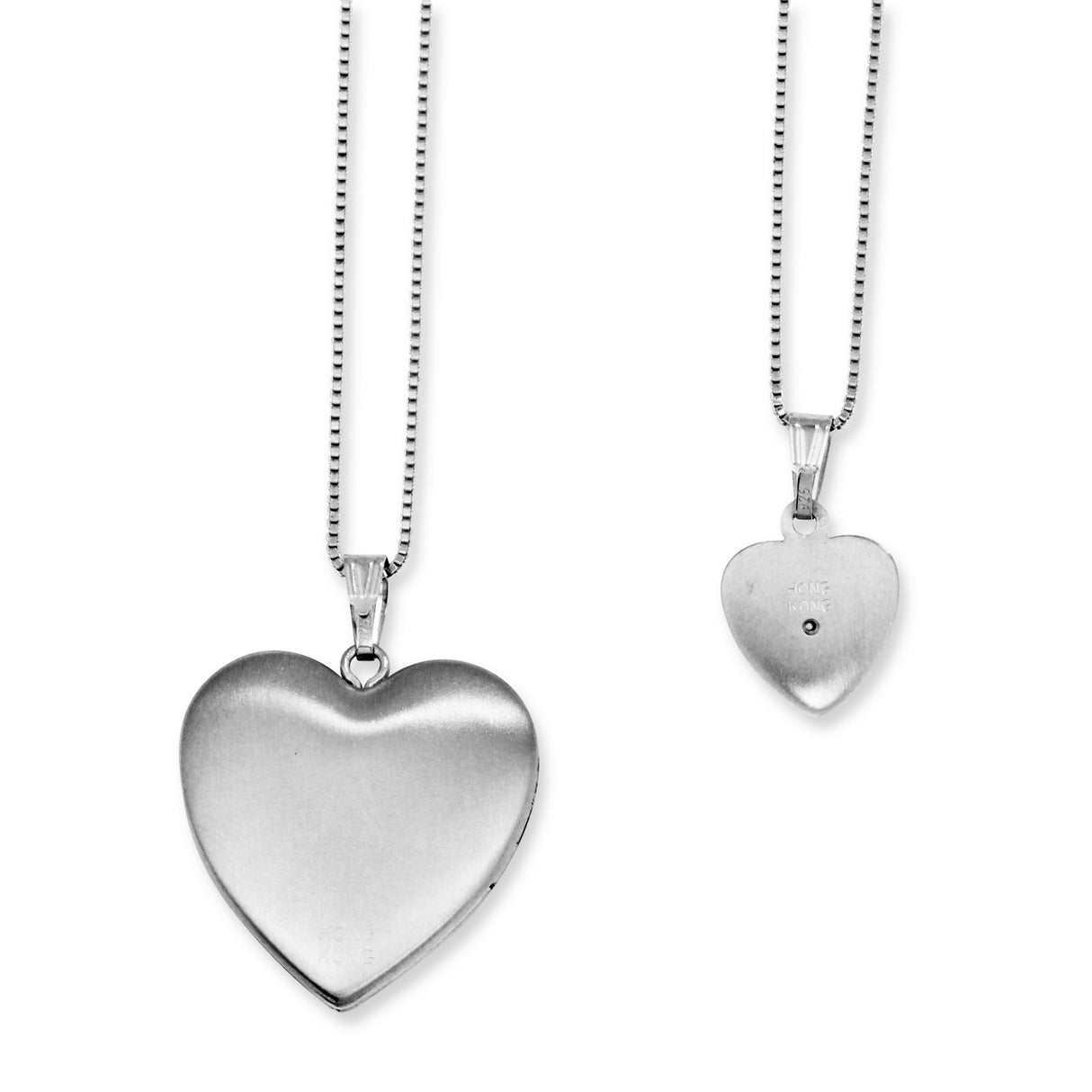Diamond Polished Satin Heart Locket and Pendant Charm Pendant in Real 925 Sterling Silver