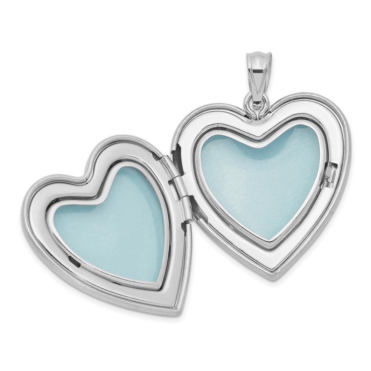 Diamond Polished Satin Heart Locket and Pendant Charm Pendant in Real 925 Sterling Silver