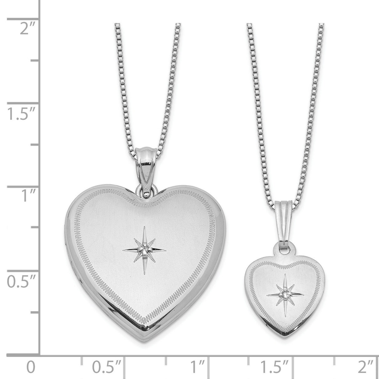 Diamond Polished Satin Heart Locket and Pendant Charm Pendant in Real 925 Sterling Silver
