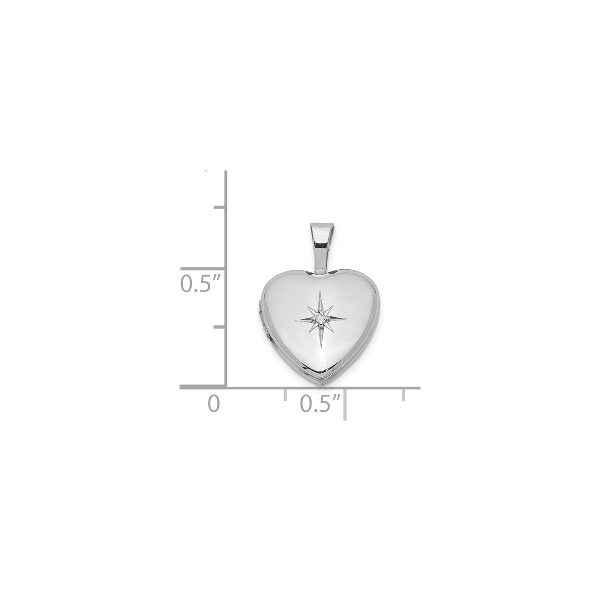 Sterling Silver Heart Locket Pendant with Diamond and North Star Design for Women