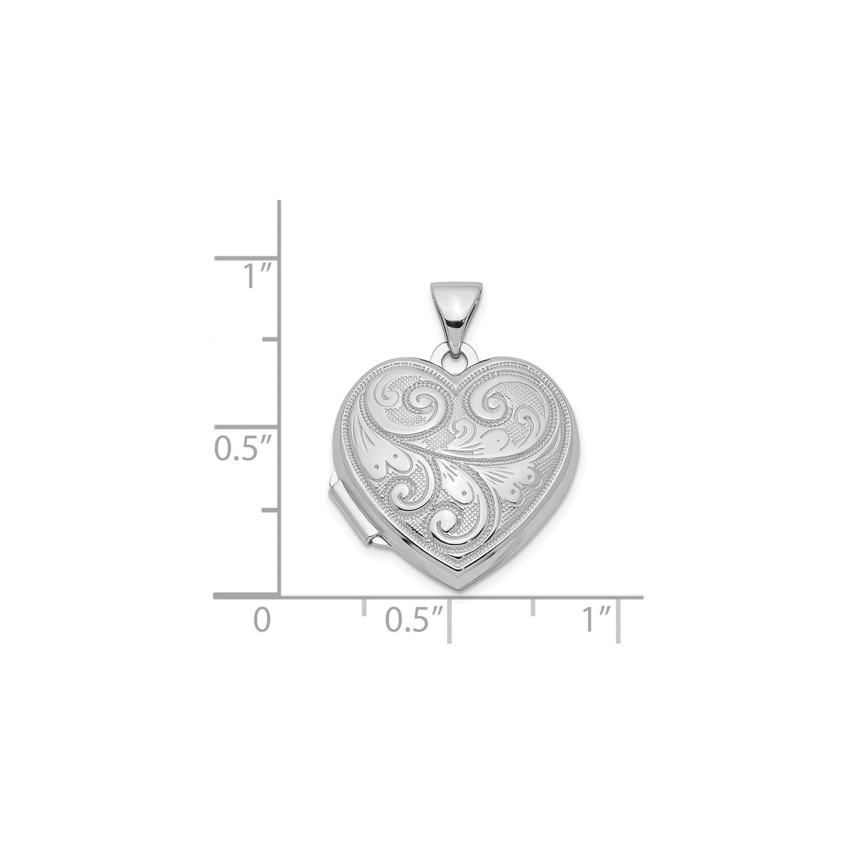 Sterling Silver Heart Locket Pendant with Scrollwork and Floral Engravings for Women