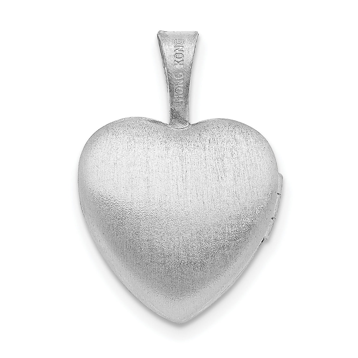 Sterling Silver Heart Locket Pendant with Floral Engravings and Polished Center