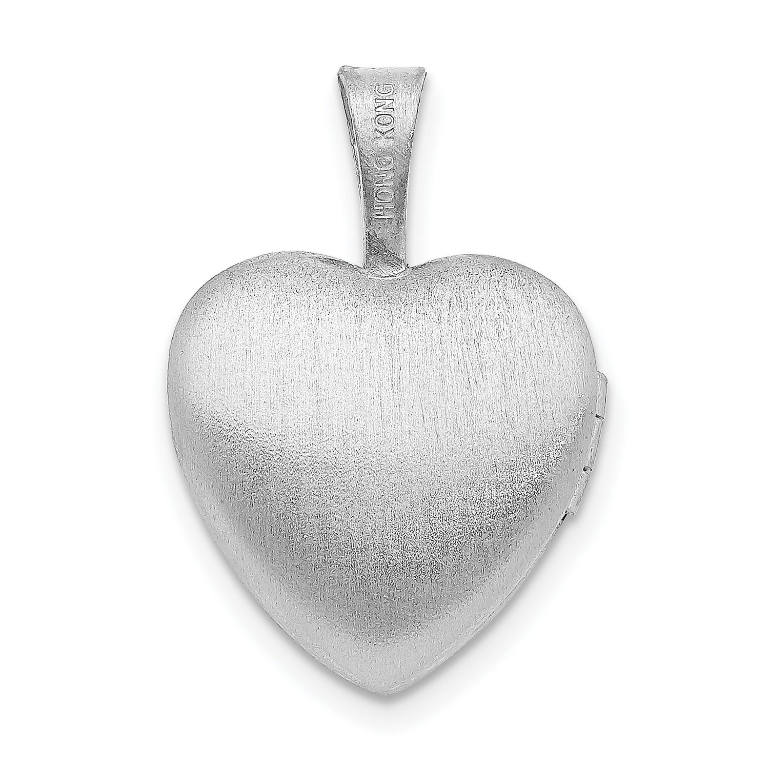 Sterling Silver Heart Locket Pendant with Floral Engravings and Polished Center