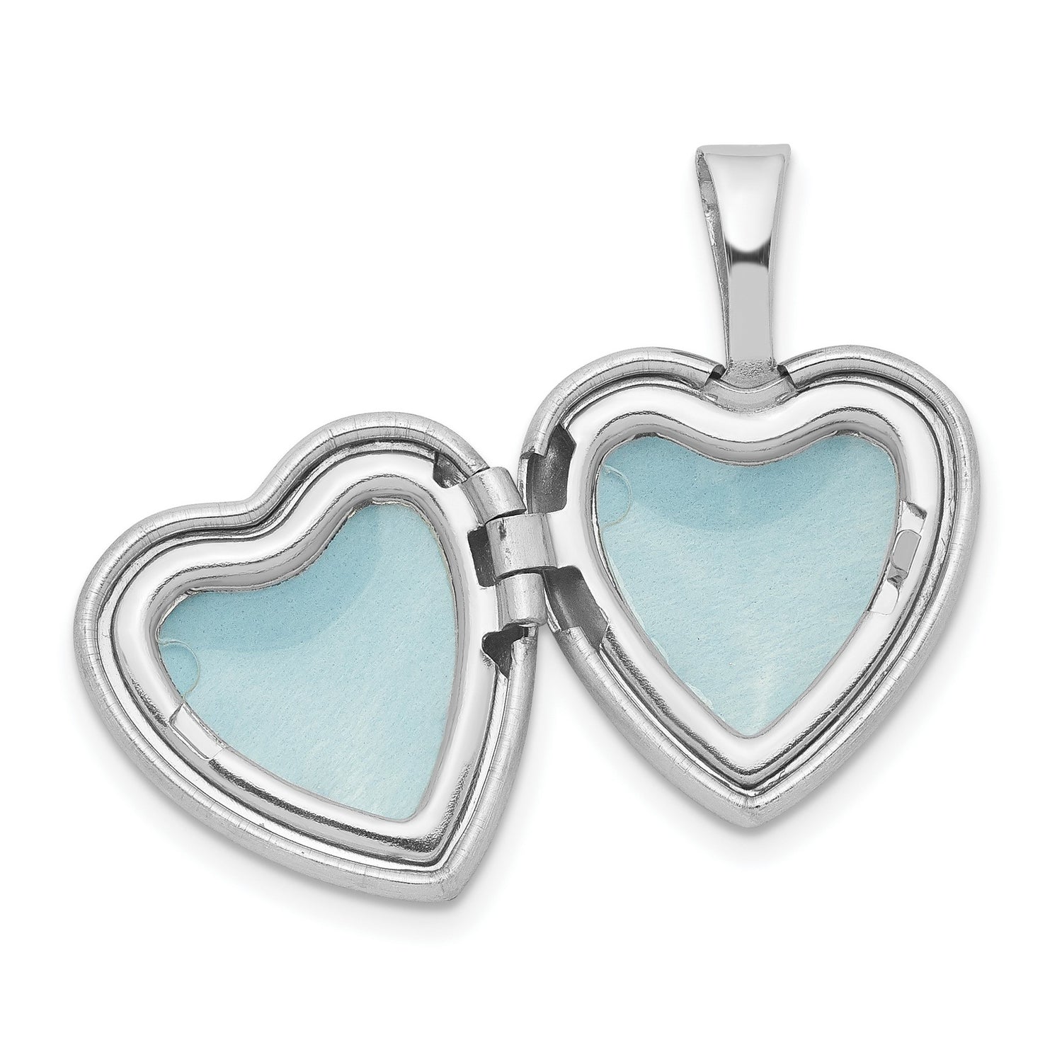 Sterling Silver Heart Locket Pendant with Floral Engravings and Polished Center