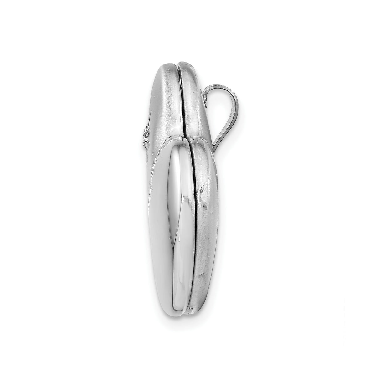 Sterling Silver Heart Locket with Diamond Center and North Star Design for Women