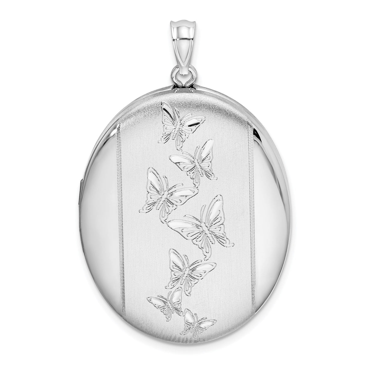Sterling Silver Oval Locket Pendant with Butterfly Design, Memorial Keepsake Jewelry for Women