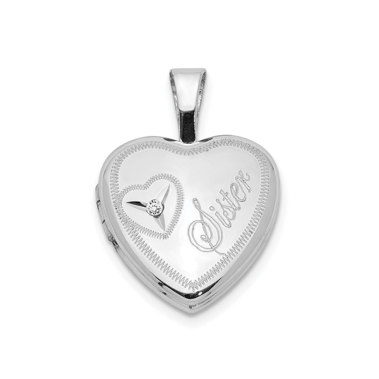 Sterling Silver Heart Locket Pendant with Diamond Accent, Sisterhood Keepsake Jewelry for Women